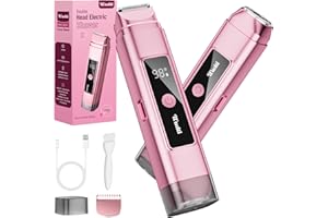 Dynooper Bikini Trimmer for Women Electric Razors, Electric Razor 2 in 1 Shaver Pubic Hair, LED Display with IPX7 Waterproof - Rechargeable Lady Trimmer for Underarm Body Leg Face - Carmine Pink