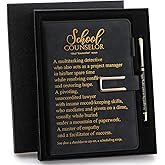 Noveread 1 Set School Counselor Gifts Leather Notebook Pen with Gift Box Appreciation Gifts for School Counseling Week Teachers Day Christmas(Black, Gold)