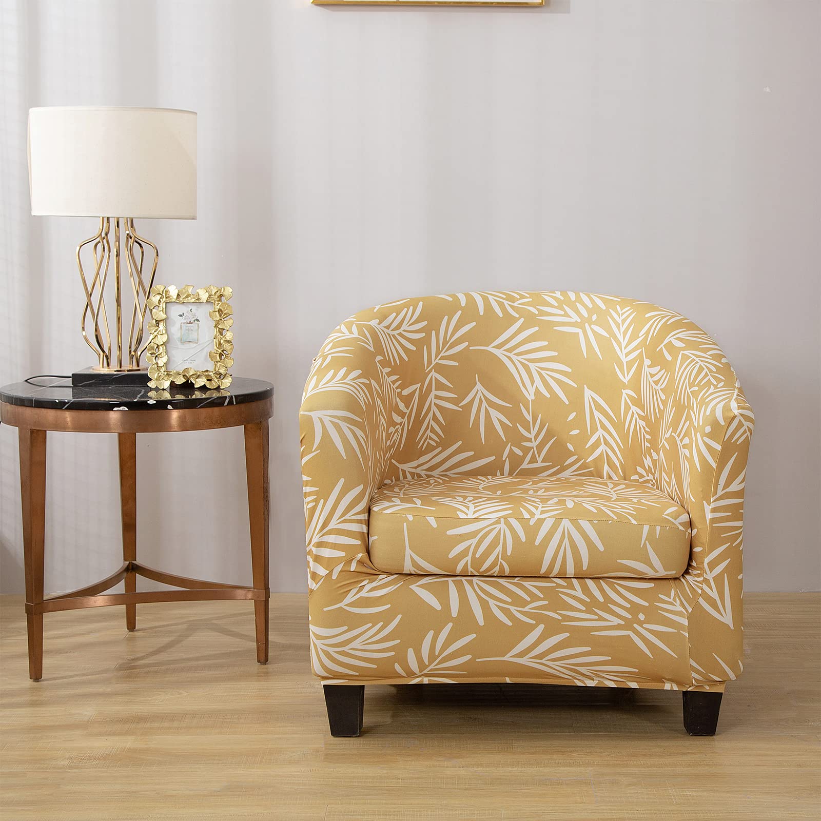 Topchances Tub Chair Covers - 2 Piece Set Removable High Stretch Printed Soft Bucket Chair Covers Armchair Slipcovers for Dining Living Room Internet Cafe Bar Office Reception