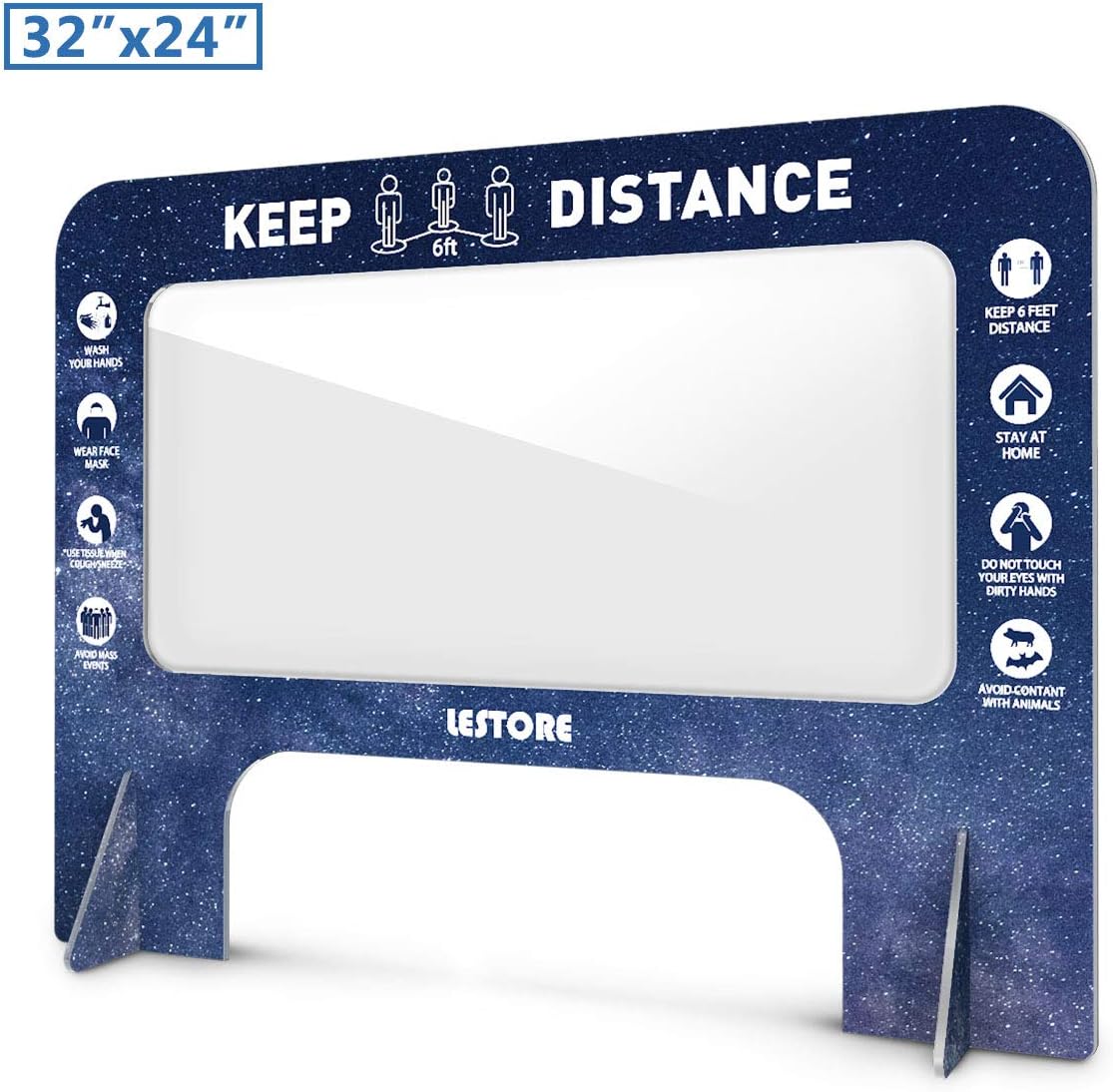 Sneeze Guard, LeStore Painted 32"x 24" Inch Acrylic Reception Protection Screen Guard Barrier Panel Shield with 6.3 Inch Tall Opening for Desk, Counter, Reception Table (Painted 4.0mm) : Office Products