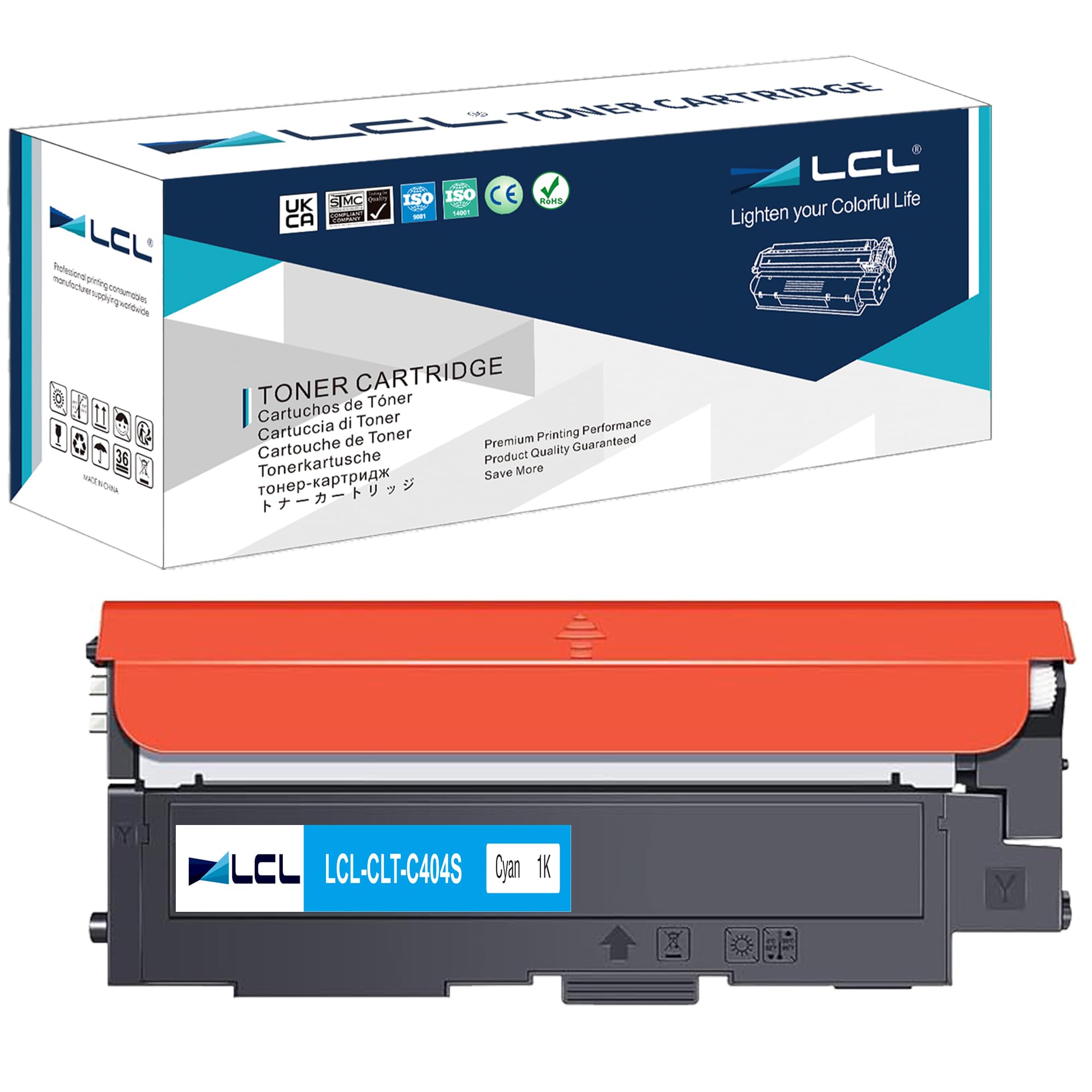 LCL C404S Cyan Toner Cartridge Replacement for Samsung 404S P404C CLT-404S CLT-C404S Replacement for Samsung Xpress SL C430W C430 C480W C480FW C480FN C480 C482W C483W C432W C433W C483W C483FW (1 Pack)