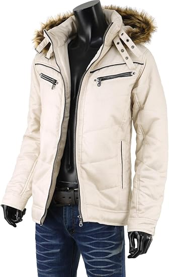 Amazon ジャケット メンズ 冬 中綿ジャケット ライダースジャケット 冬服 白 ブルゾン G2711 06 オフベージュ Ll コート ジャケット 通販
