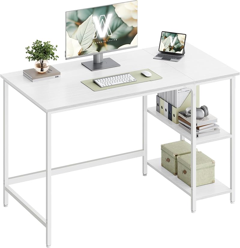 VASAGLE Computer Desk Maple White LWD047W44 Steel Frame 120x60