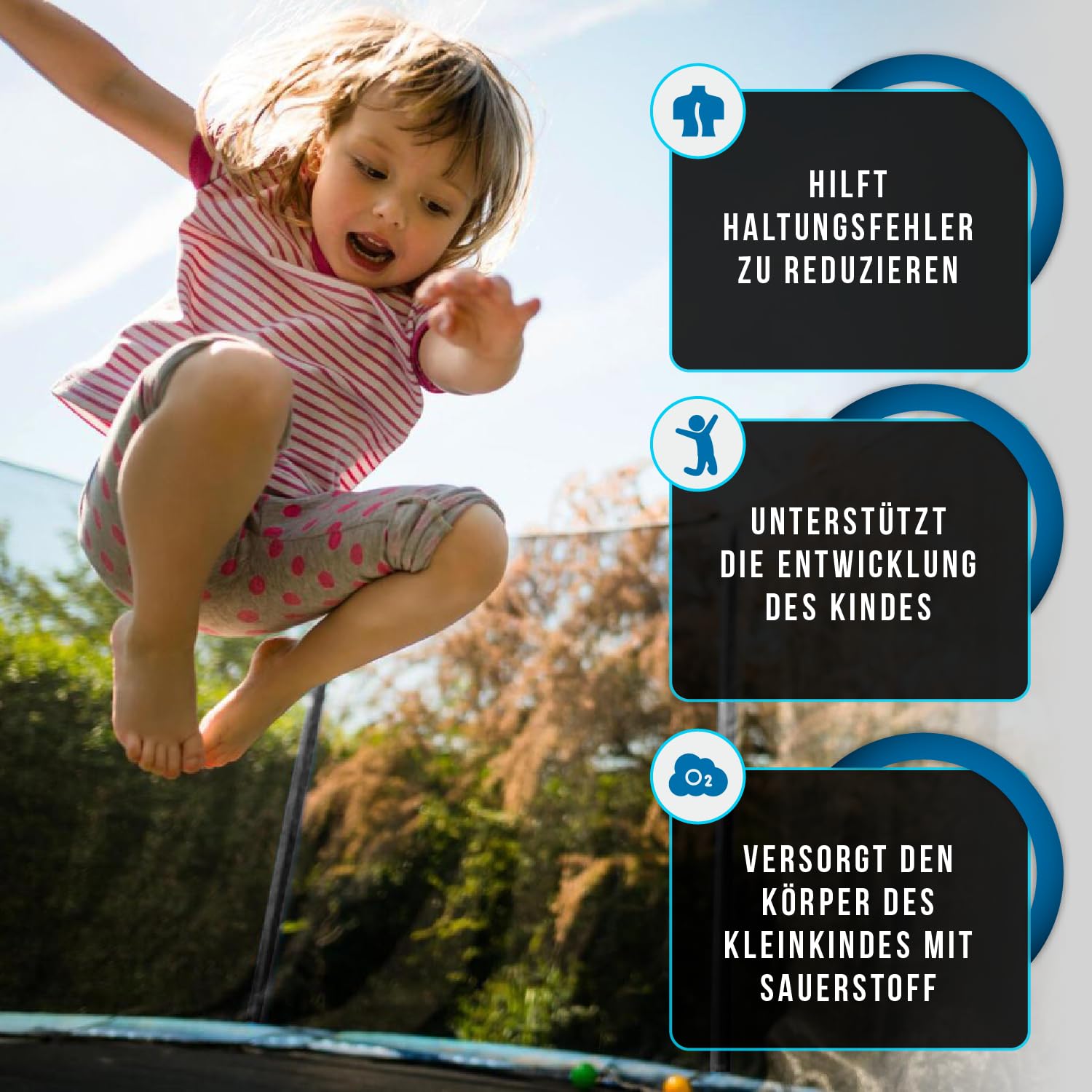 Trampolin Outdoor, Gartentrampolin Ø 244 cm 8 FT Zertifiziert Trampolin mit Sicherheitszaun und Gepolsterte Stangen für Kinder Indoor Outdoor Fitness, Belastbar bis 100kg (244 cm) 4