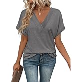 T Shirts Short Sleeve V Neck Tees Womens Tops Beach Vacation Fashion Clothes 2026 Casual Summer Spring Fall Outfits