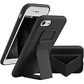 LAUDTEC Silicone Kickstand Case Compatible with iPhone 7/8/SE, Vertical and Horizontal Stand Hand Strap Metal Kickstand Cover, Flexible Soft Liquid Silicone Stand Case for iPhone 7/8/SE (Black)