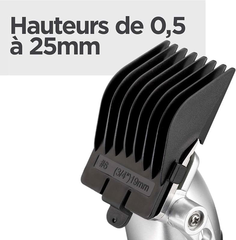 - E812E - Tondeuse cheveux sans fil Lithium Power - Batterie Lithium, charge rapide, lames en acier japonais, 8 sabots pour s'adapter à tous les styles