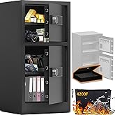 8.6 Cuft Heavy Duty Dual Door Safe Box with Hidden Lock Box,Fireproof Waterproof Bag,Removable Shelves,Silent,Fireproof safe for Home, Office, Hotel (8.6 Cuft Double Door Safe)