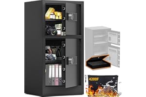 BUTISOW 8.6 Cuft Heavy Duty Dual Door Safe Box with Hidden Lock Box Fireproof Waterproof Bag,Removable Shelves,Silent,Fireproof safe for Home, Office, Hotel (8.6 Cuft Double Door Safe)