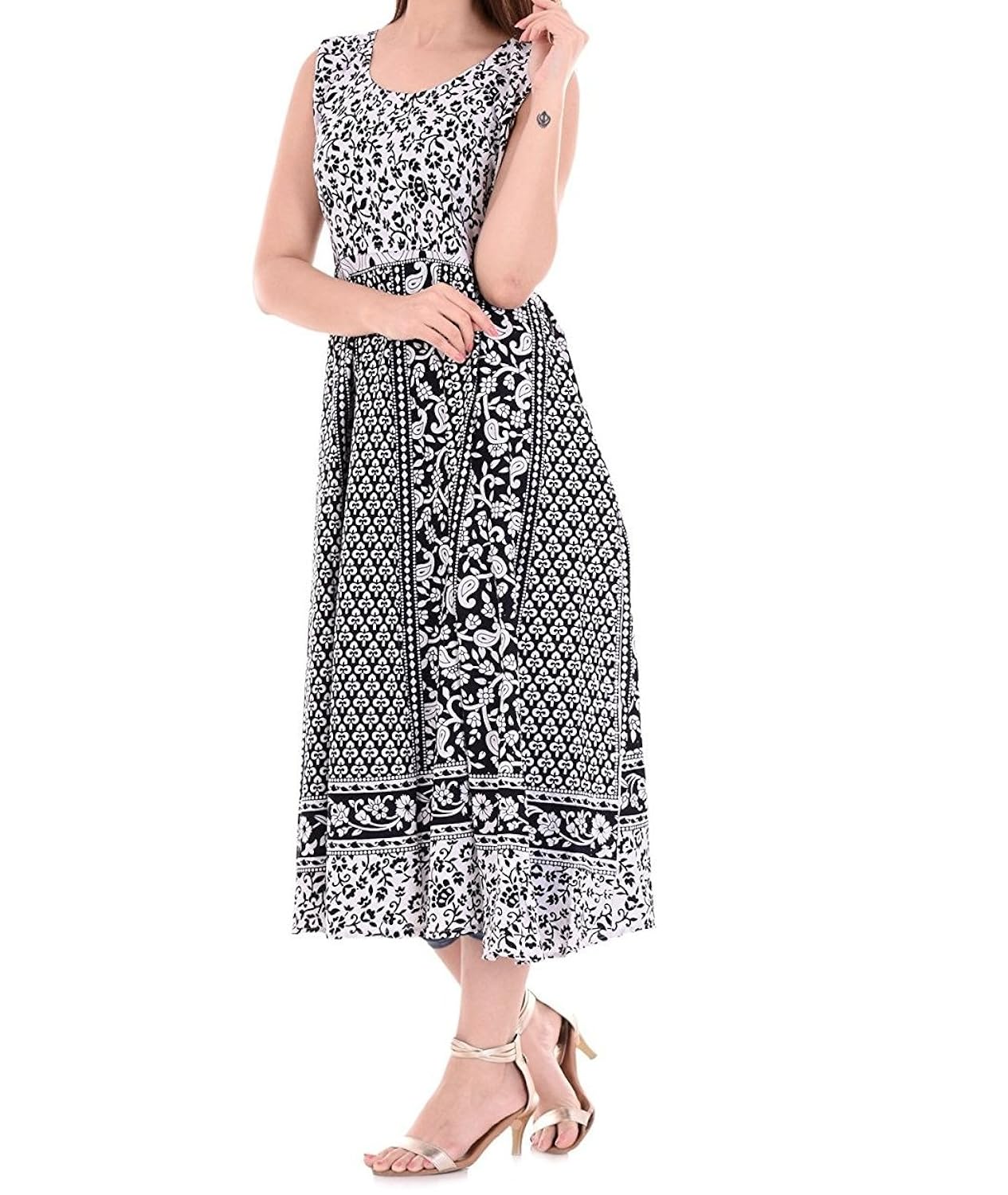 indian craft castle women's cotton jaipuri printed dress