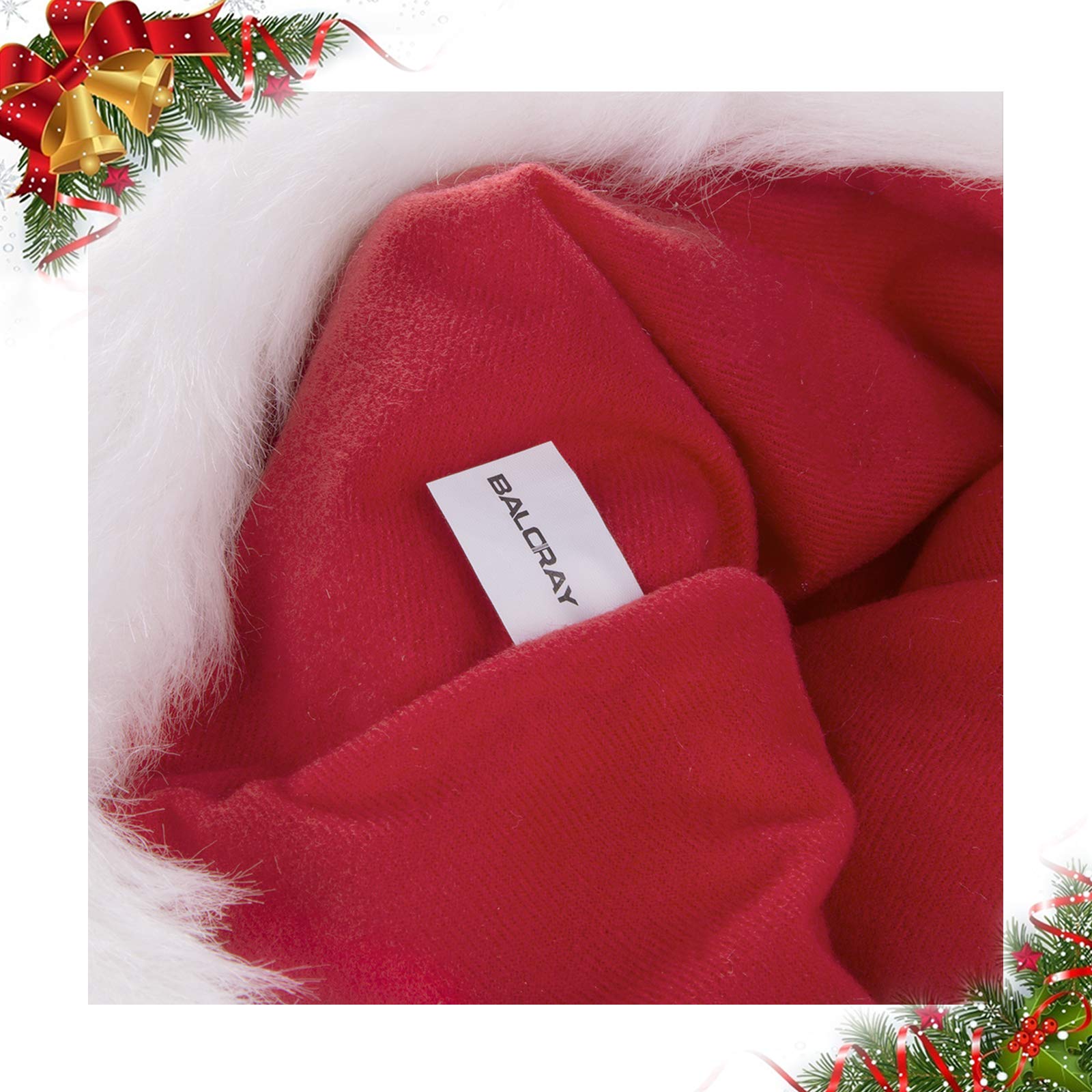 BALORAY Santa Hat for Adults Big Santa Hat Comfort Double Liner Plush Red Velvet