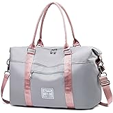 Gym Bag with Wet Pocket, Foldable Travel Duffle Bag Carry On Weekender Bags for Women, Waterproof Overnight Bag for Travel, Gym, Yoga