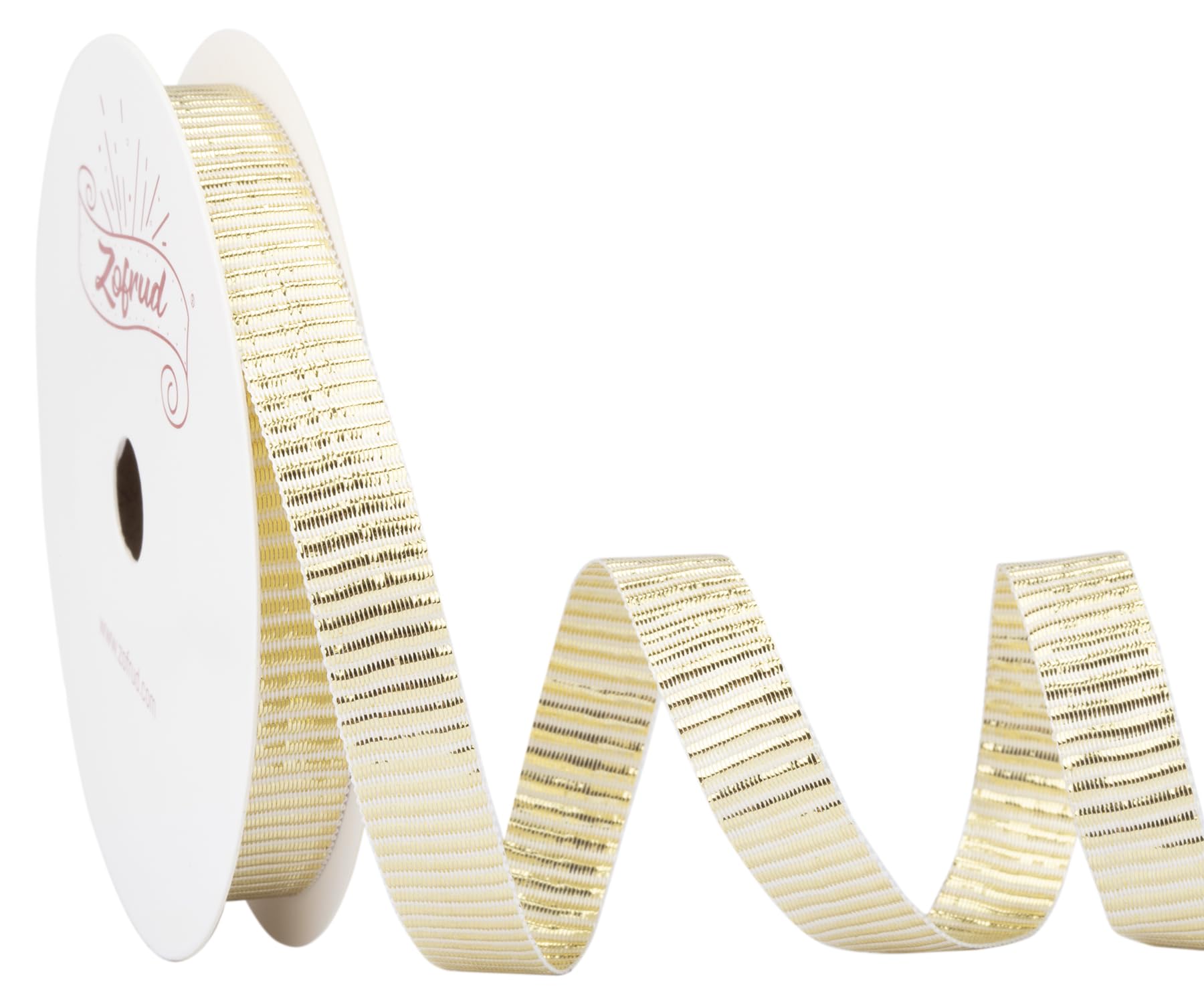 Zofrud Gold Ribbon Gold Glitter Ribbon 9mm x 9 Meters - Ideal for Gift Wrapping, Weddings, Chiristmas Decoration, Bow, and Crafts