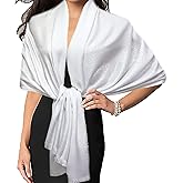 Gragengs Women's Sparkling Metallic Pashmina Shawls and Wraps Long Party Scarf Solid Color Two Tone