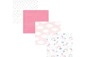 Hudson Baby Unisex Baby Cotton Flannel Receiving Blankets, Unicorns Rainbows, One Size