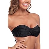Ocean Blues Women's Strapless Swimsuits for Women Bandeau Bikini Top Tie Back Halter Bathing Suit Top