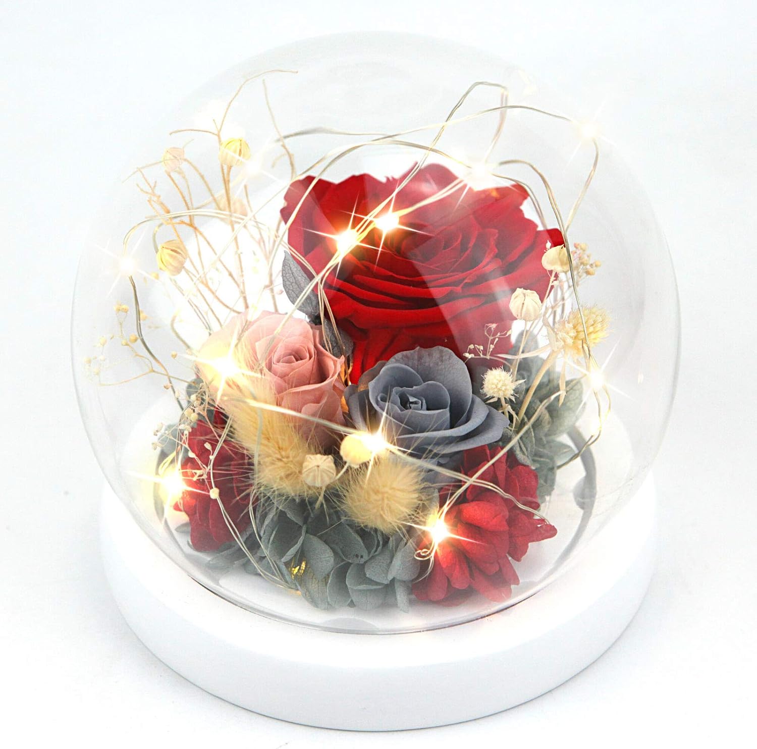 Kylin Glory Forever Flowers Real Eternal Roses Preserved Flowers Gift with LED Mood Lights for Valentine's Day Birthday Anniversary