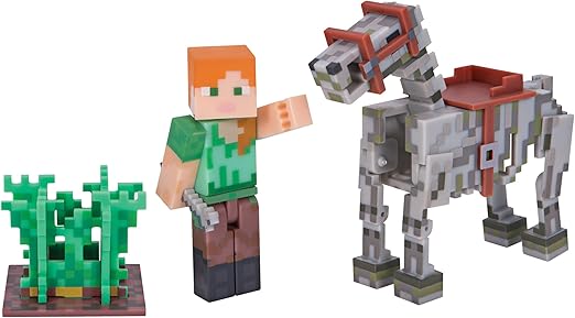 Amazon マインクラフト アクションフィギュア アレックスとスケルトンホース フィギュア ドール 通販