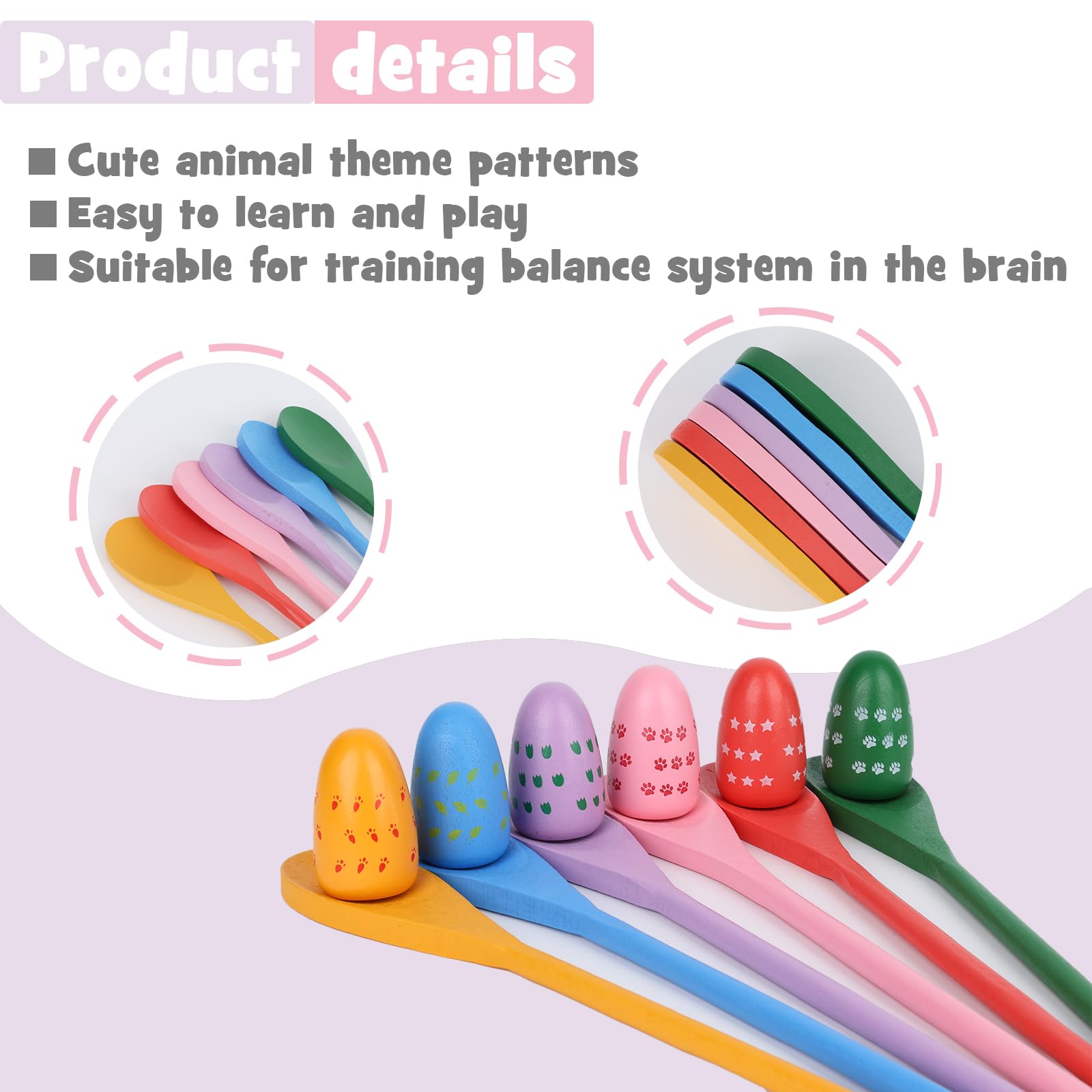 AMOR PRESENT 12PCS Egg Spoon Race Game Set, Relay Race Games Kids Egg Balance Game for Easter Eggs Hunt Game Outdoor Lawn Games