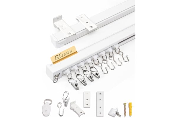 Ezcasch Ceiling Curtain Track Set, Ceiling or Wall Mount 3ft - 6ft, Aluminum Heavy-Duty Curtain Rails, Room Divider Curtain T
