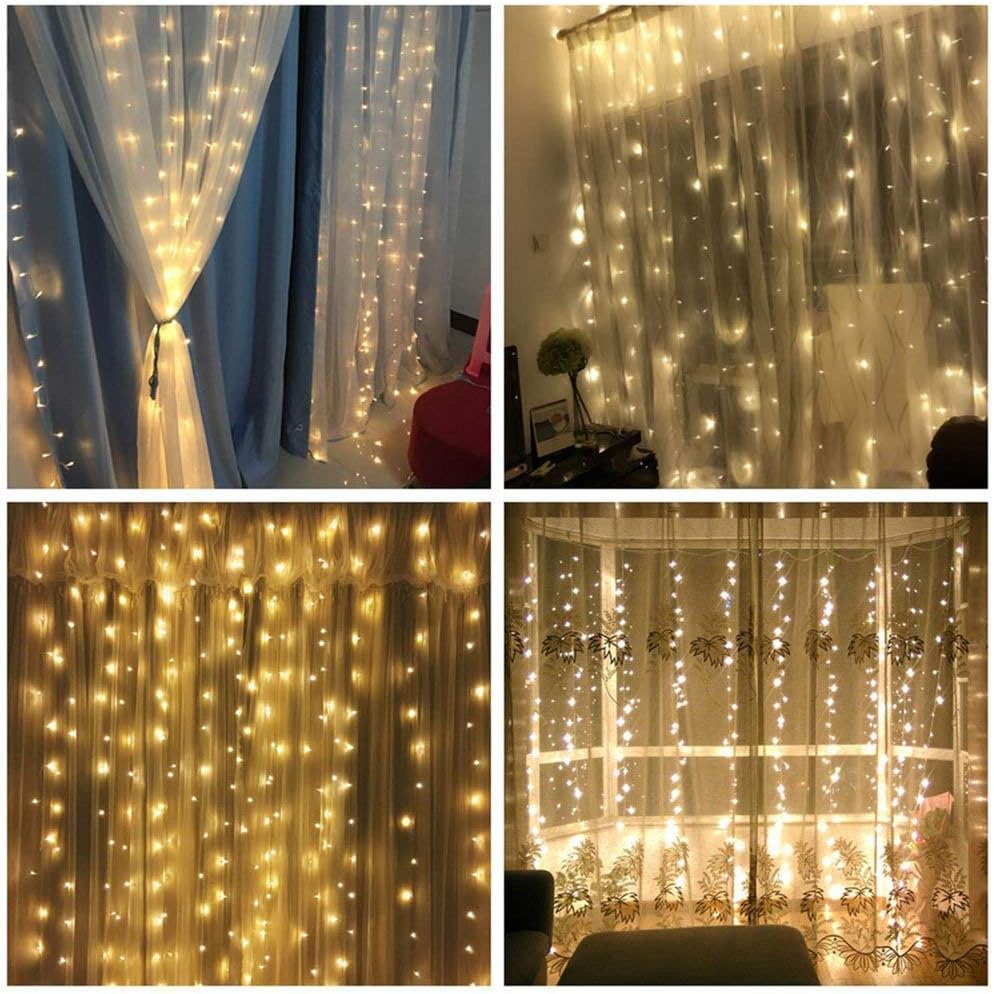 lilypin® 240 LED 9.8 Feet Connectable Curtain Lights Icicle Lights Fairy String Lights with 8 Modes for Diwali Gift Items, Wedding Party, Family Patio Lawn Decoration - Warm White