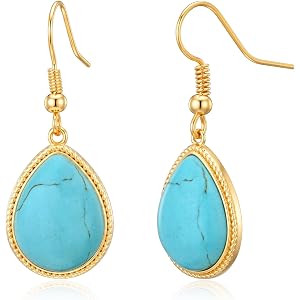 MURNA KARE Western Cowgirl Earrings for Women - Vintage Gold Hat Bull Turquoise Boot Earrings, Western Country Concert Rodeo