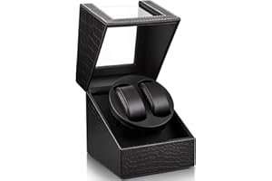 SHOWPIN Automatic Double Watch Winder: Super Quiet 2 Slot Watch Winder Box Vegan Leather Made for Women and Men Automatic Watches Dual Rotation Mode USB Powered