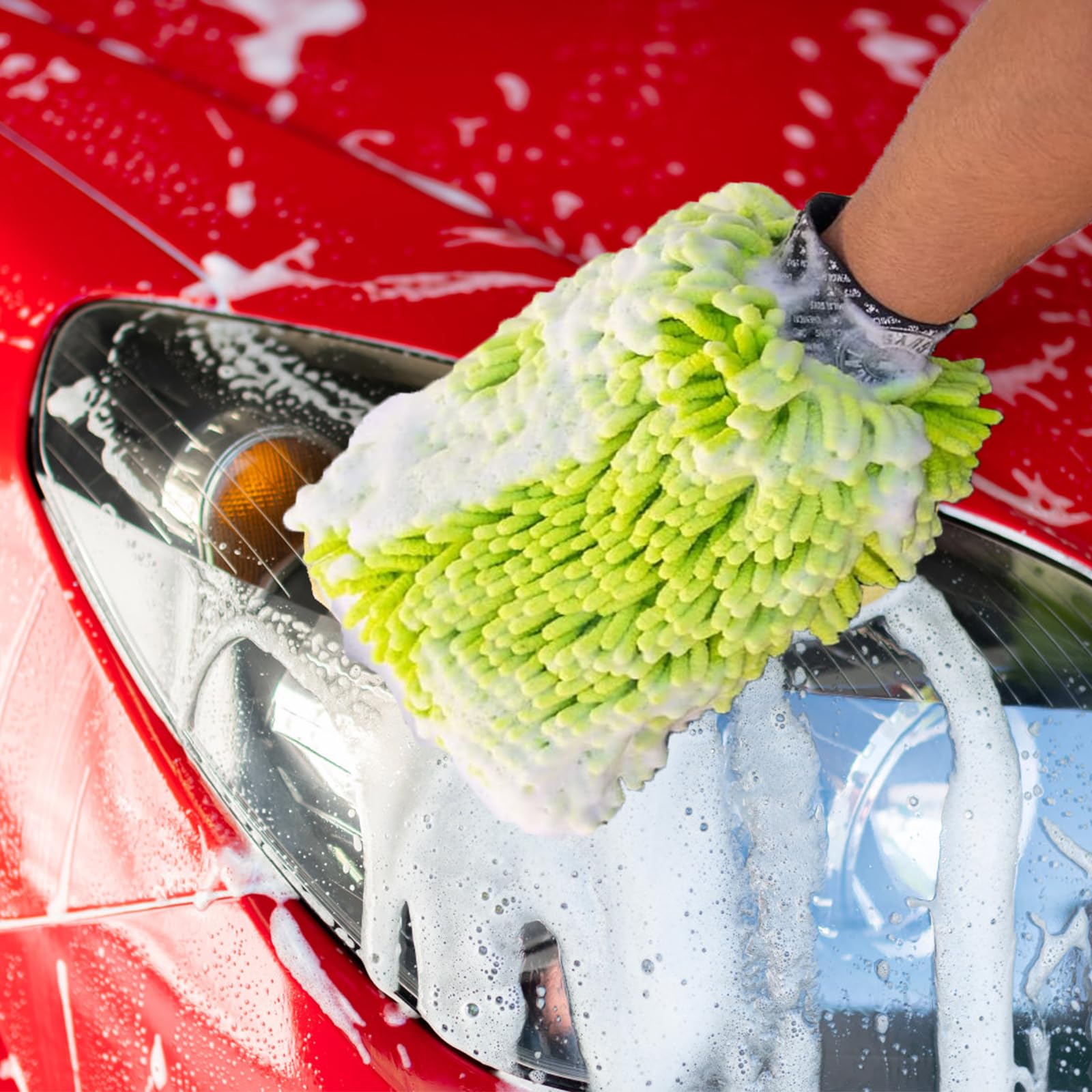Photo 1 of Premium Microfiber Car Wash Mitt, Green Microfiber Cleaning Cloth for Car Washing and Detailing Gloves