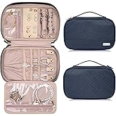 TBTOTRA Jewelry Travel Case Organizer for Necklaces, Earrings, Rings, Bracelet, Watch, Soft Sided, Blue