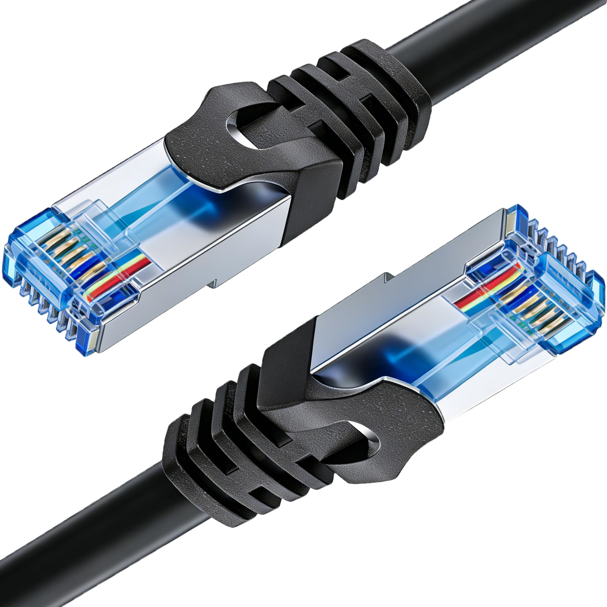MEIPEK Cat 6 Ethernet Cable 5m - FTP Shielded LAN Network Cable High Speed 1000Mbps 250MHz Rj45 23AWG CCA Black for Router Modem