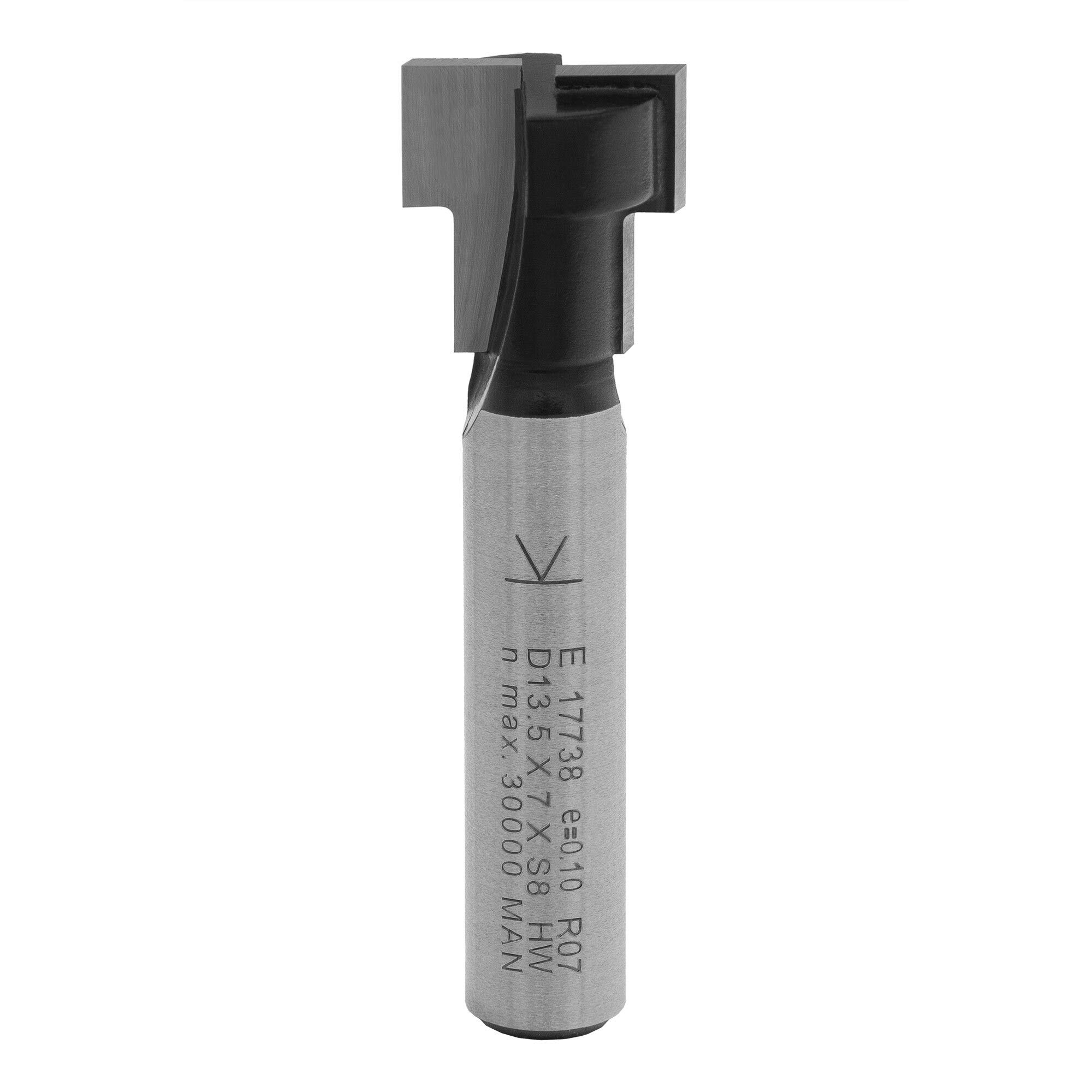 ENT 17738 T-Slot Router bit M8 mm, Carbide, Shank (S) 8 mm, Diameter (D1) 13,5 mm, D2 8,6 mm, NL1 7 mm, NL2 7 mm, Z2