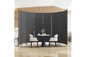 Helios&Hestia 8-Panel 6 ft Tall Indoor Folding Room Divider, Portable Privacy Screen, Freestanding Partition Separator, Temporary Wall Separation for Bedroom, Office, 160" W X 71" H, Dark Grey
