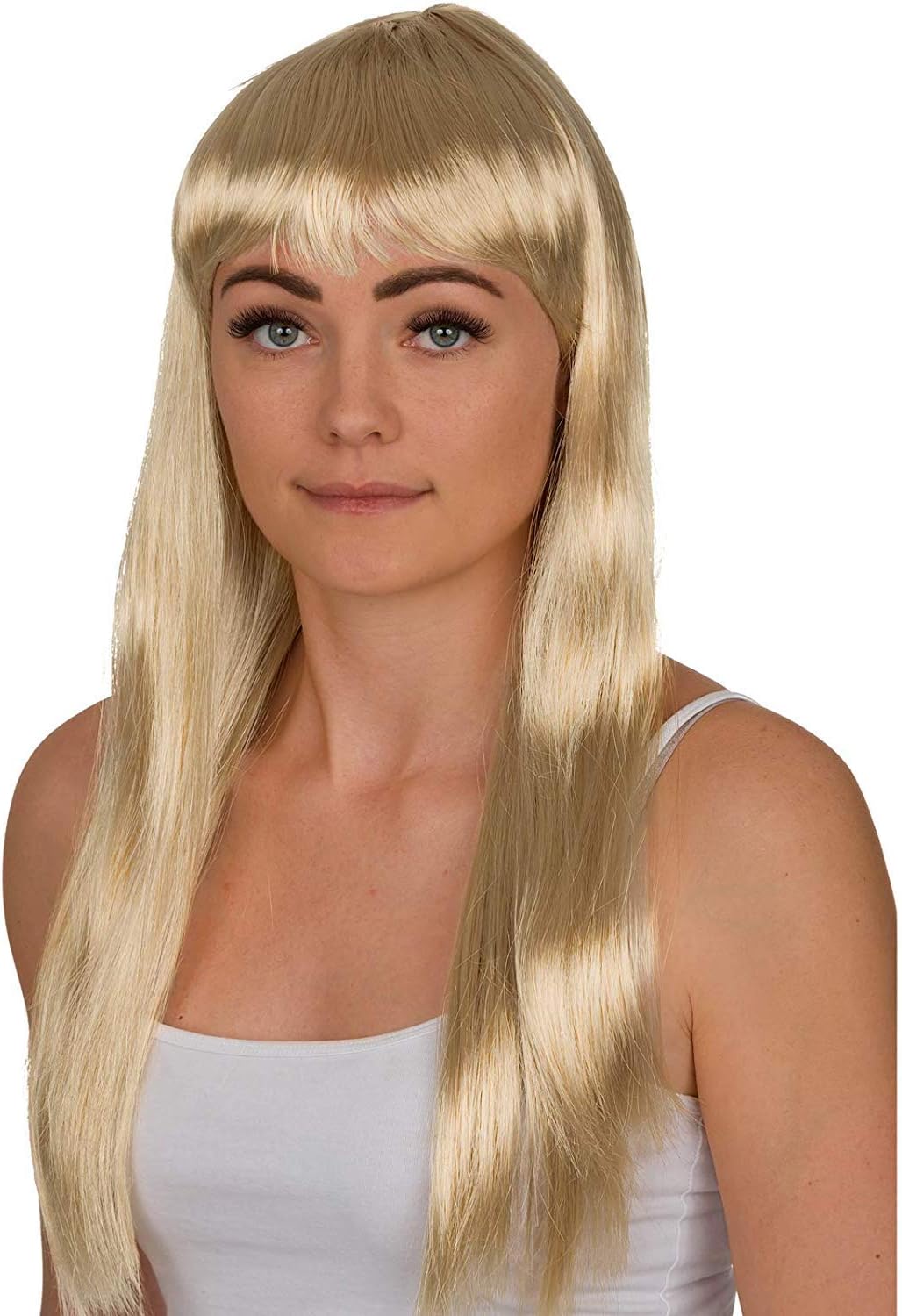 Long Straight Wig for 80s Fancy Dress for Women, Synthetic Long Straight Wigs for Women for 70's Fancy Dress