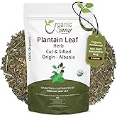 Organic Way Plantain Leaf Cut and Sifted - Herbal Tea | European Wild-Harvest | Organic & Kosher Certified | Non GMO & USDA Certified | Origin - Albania (4 Ounce Pack)