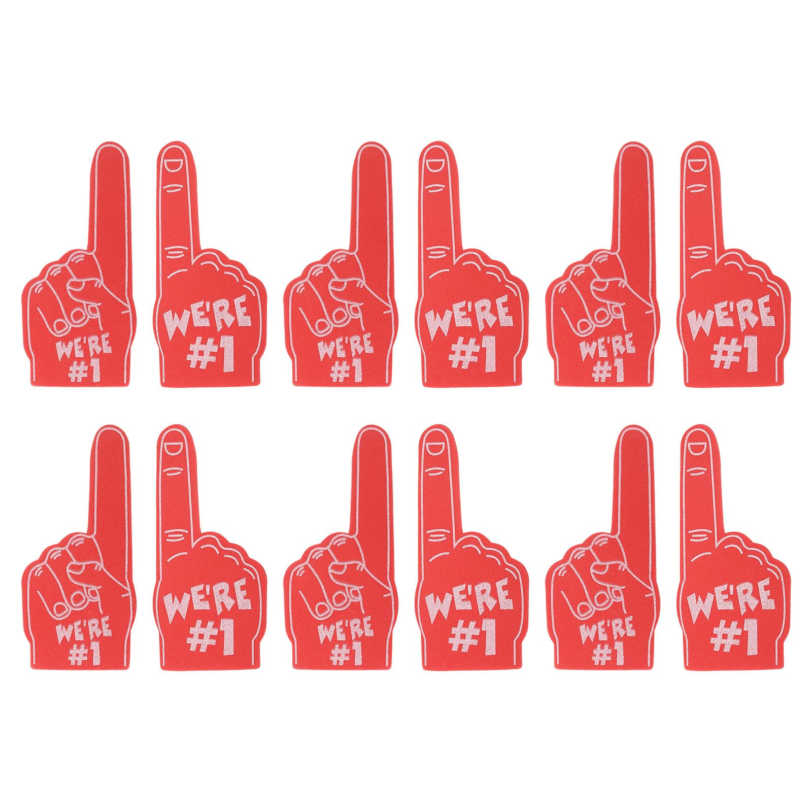PATIKIL Mini Foam Fingers 5.1 Inch, 12 Pack We're #1 Cheerleading Foam Finger for Sports Fan Events Games Party Favors, Red