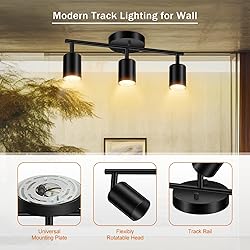 LED Track Lighting Fixtures Ceiling, Black 3-Light