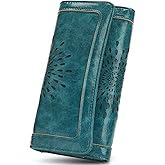 APHISON Womens Wallets RFID Blocking Leather Clutch Long Wallet for Women Card Holder Phone Organizer Ladies Travel Purse Hollow Out Sunflower Design Gift
