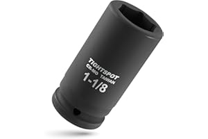 TIGHTSPOT 3/4" Drive 1-1/8 Inch SAE Deep Impact Socket Heavy Duty CR-MO Jumbo Socket 6 Point Automotive Truck and Heavy Equipment Repair