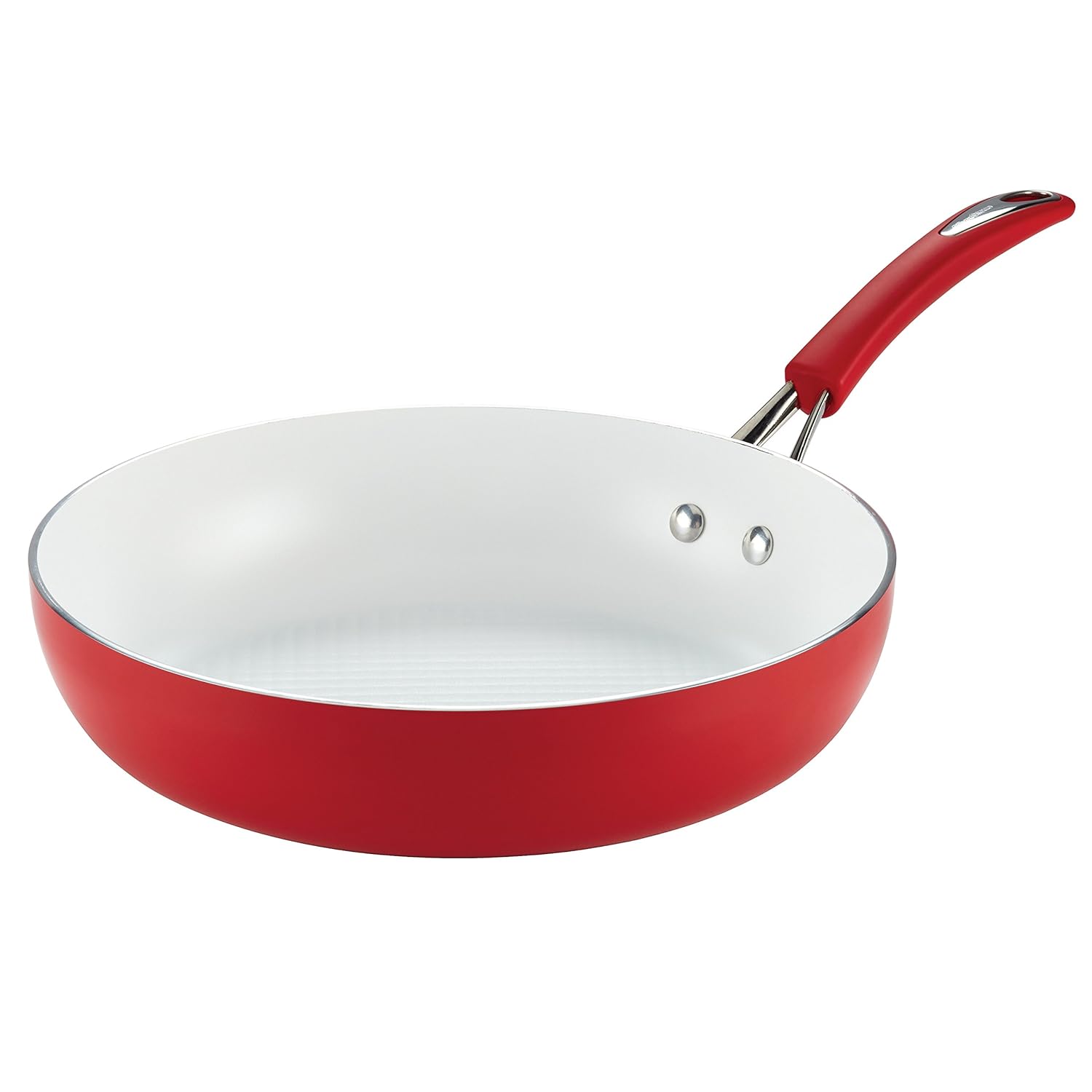 SilverStone 16067 Ceramic CXi Deep Skillet, 12-Inch, Chili Red
