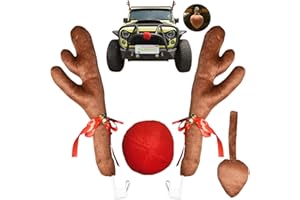 PAIMOHO Reindeer Antlers for Cars with Red Nose, Jingle Bells & Tail - Christmas Car Decorations for Cars SUV Truck Premium Antlers Kit, Vehicle Ornament Set for Auto Accessories, Xmas Holiday Decor