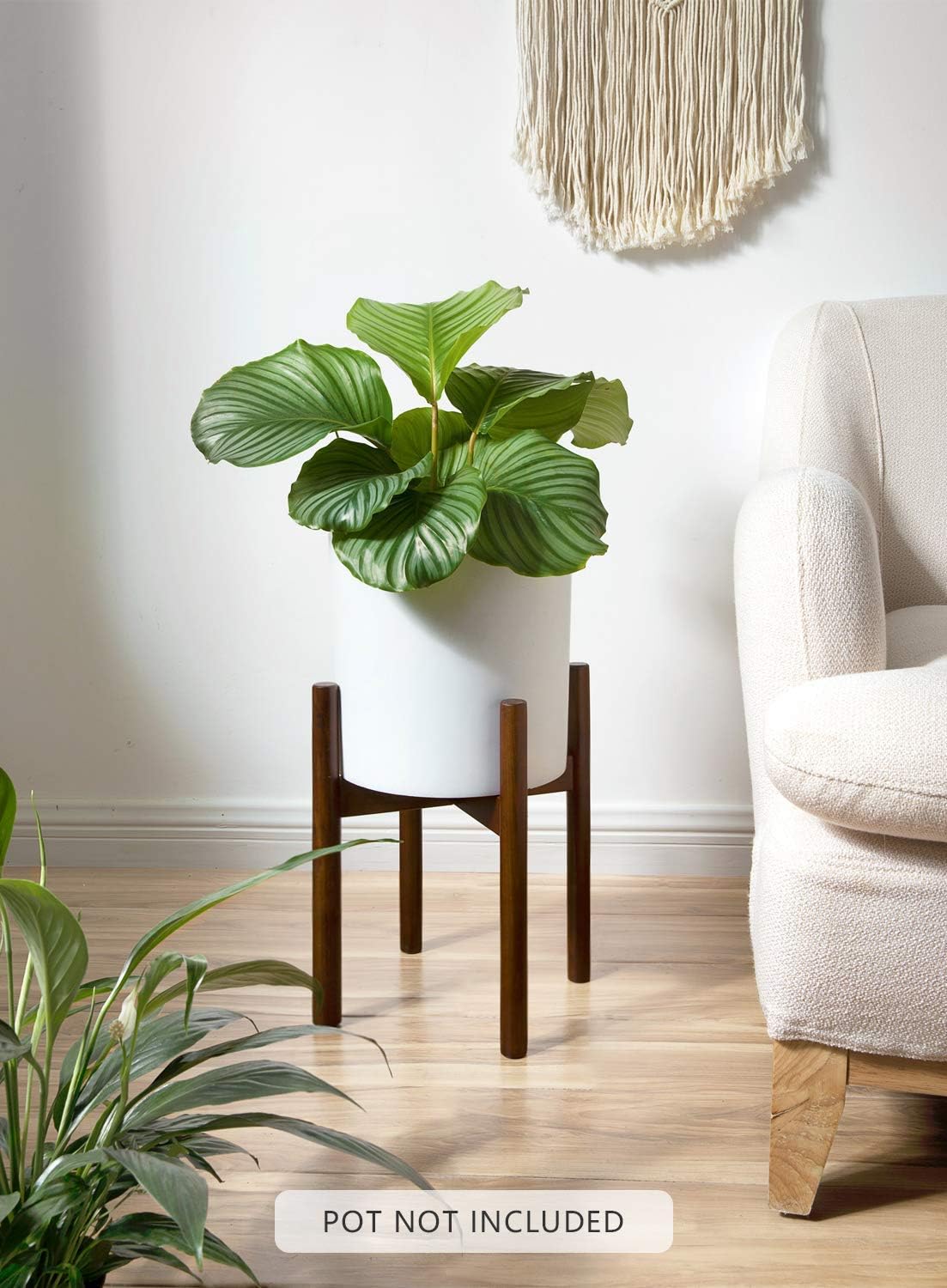 Mkono Plant Stand Mid Century Wood Flower Pot Holder (Plant Pot NOT Included) Potted Stand Indoor Display Rack Rustic Decor, Up to 10 Inch Planter, Dark Brown : Garden & Outdoor