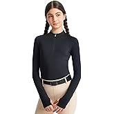 FitsT4 Sports Girls Long Sleeve Equestrian Shirt Summer Horse Riding Shirts Half Zip Horseback Show Shirt Athletic Tops
