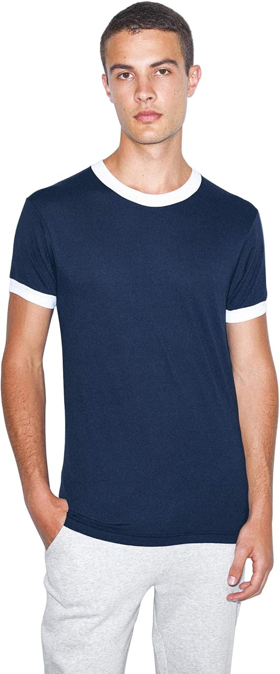 Amazon アメリカンアパレルメンズポリコットン半袖リンガーt Shirt Navy ホワイト Tシャツ カットソー 通販
