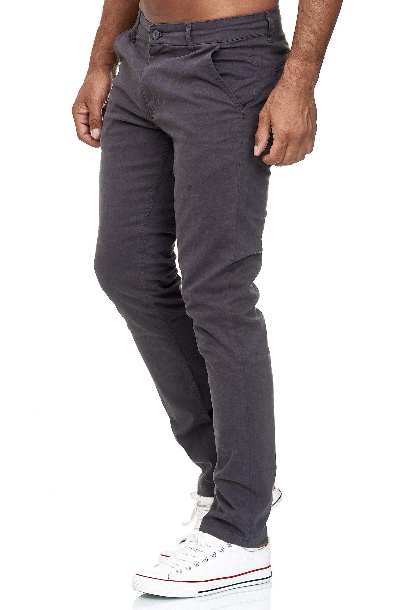 Elara Herren Chino Hose Slim Fit Stretch Chunkyrayan MEL009-Anthrazit-31/34 2