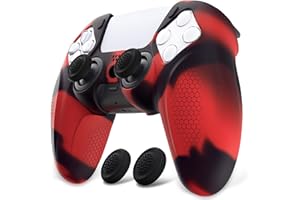 PlayVital Ninja Edition Anti-Slip Silicone Cover Skin for ps5 Wireless Controller, Ergonomic Protector Soft Rubber Case for p