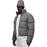 boohooMAN Man Boxy Fit Funnel Neck Puffer Coat In Grey