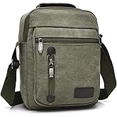 Messenger bag for Men Women, Vintage Canvas Crossbody Bag Shoulder Bag Multi Pocket Purse, Small Messenger Satchel Bag Travel