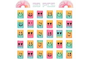 IRNUSHKA 30 Pcs Mini Spring Rainbow Coil Party Favors for Kids, Mini Plastic Coil Spring Toy for Easter Egg Filler Birthday Goodie Bag Stuffers Carnival Prize