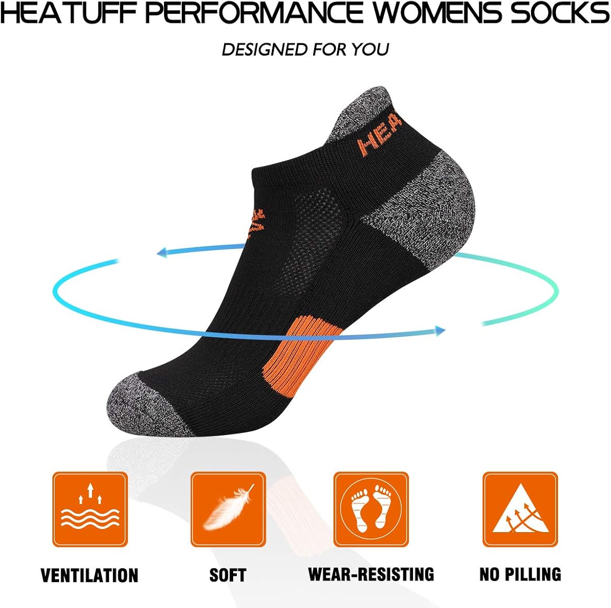 Heatuff Women's Performance Athletic Ankle Socks - Low Cut Cushioned Sock with Heel Tab (6 & 12 Packs) at  Women’s Clothing store