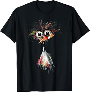 Quirky Abstract Bird Art Messy Whimsical Creature Design T-Shirt